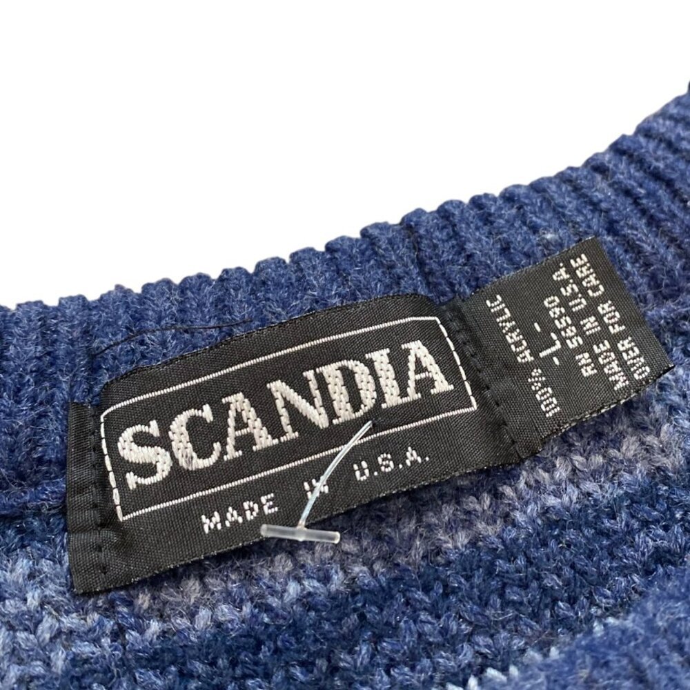 Vintage Scandia Knit 80s Y2K Grandpa Dad Sweater Blue - Picture 5 of 5